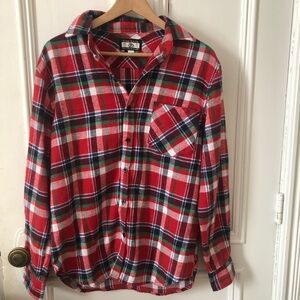 Red Plaid Flannel Button-Up Shirt Small